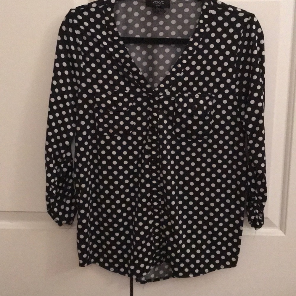 Polka dot button down blouse